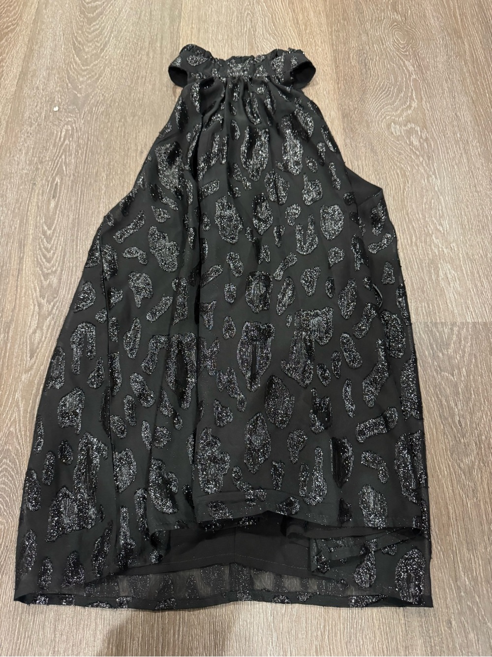 Aqua Black Metallic Animal-Print Halter Blouse